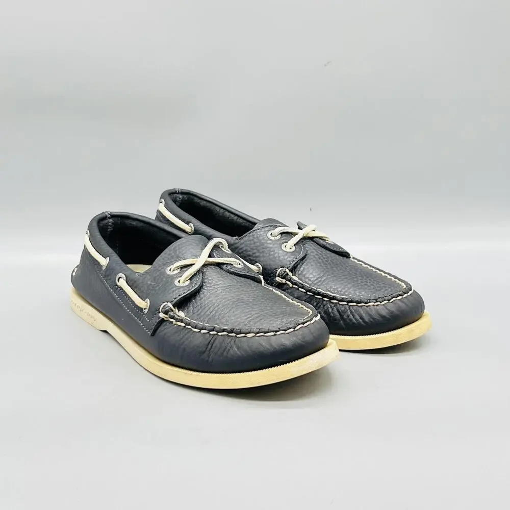 Sperry Shoes Mens 7.5 Blue Leather Top Sider Boat Deck Moc Toe Casual Comfort
